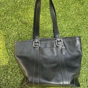 Coach Black Leather Handbag with Silver Hardware
